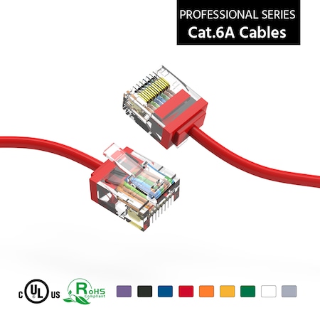 Bestlink Netware CAT6A UTP Super-Slim Ethernet Network Cable 32AWG- 6ft- Red 100296RD